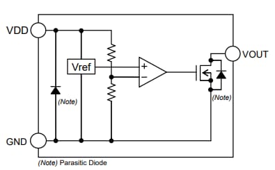 Schéma de principe - ROHM Semiconductor CI de supervision BD70H12G-2CTR